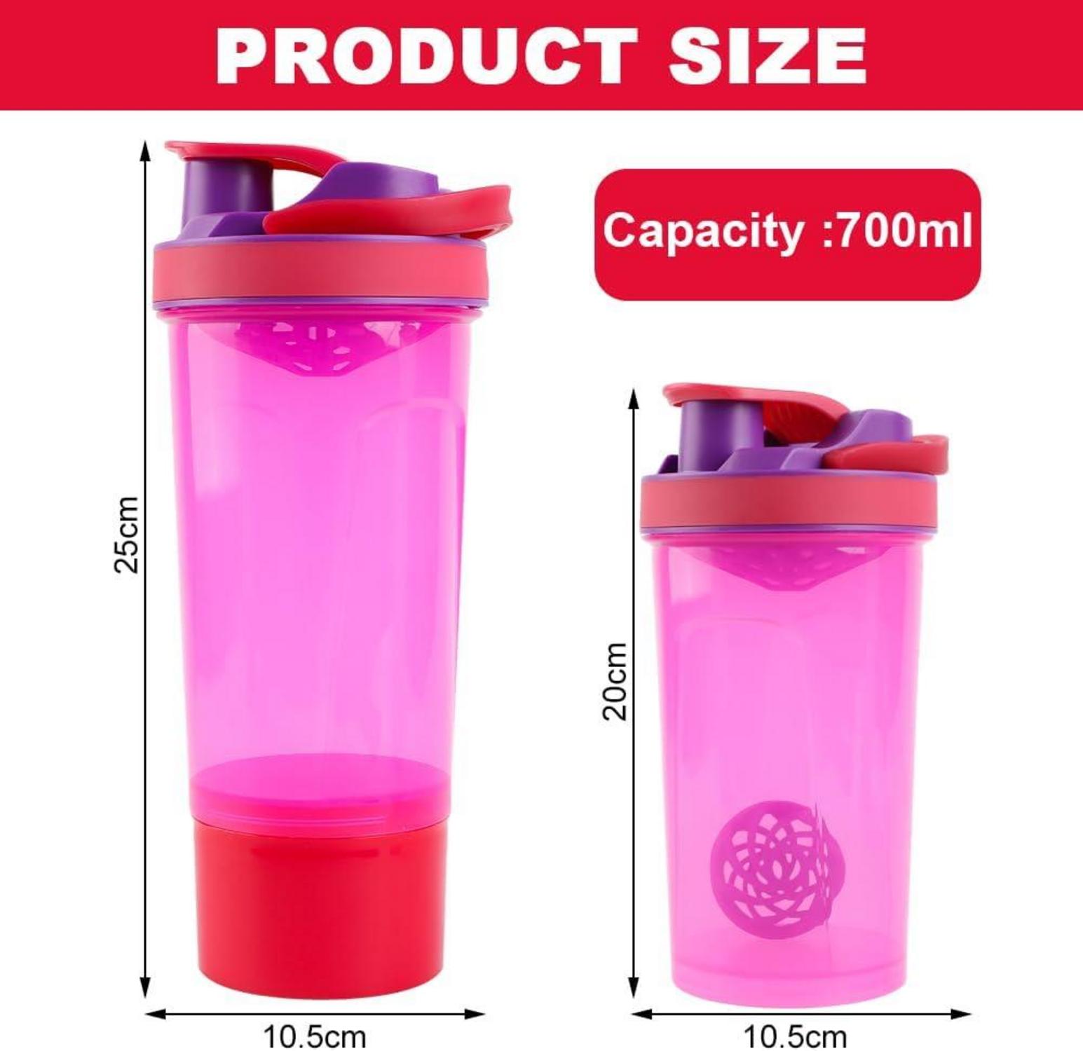 Protein Shaker 700ml mit Kugel, Sieb, Mess-Skala - BPA frei