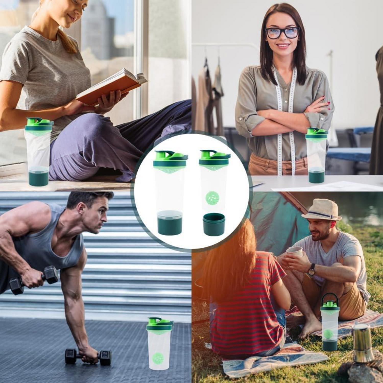 Protein Shaker 700ml mit Kugel, Sieb & Mess-Skala, auslaufsicher & BPA frei