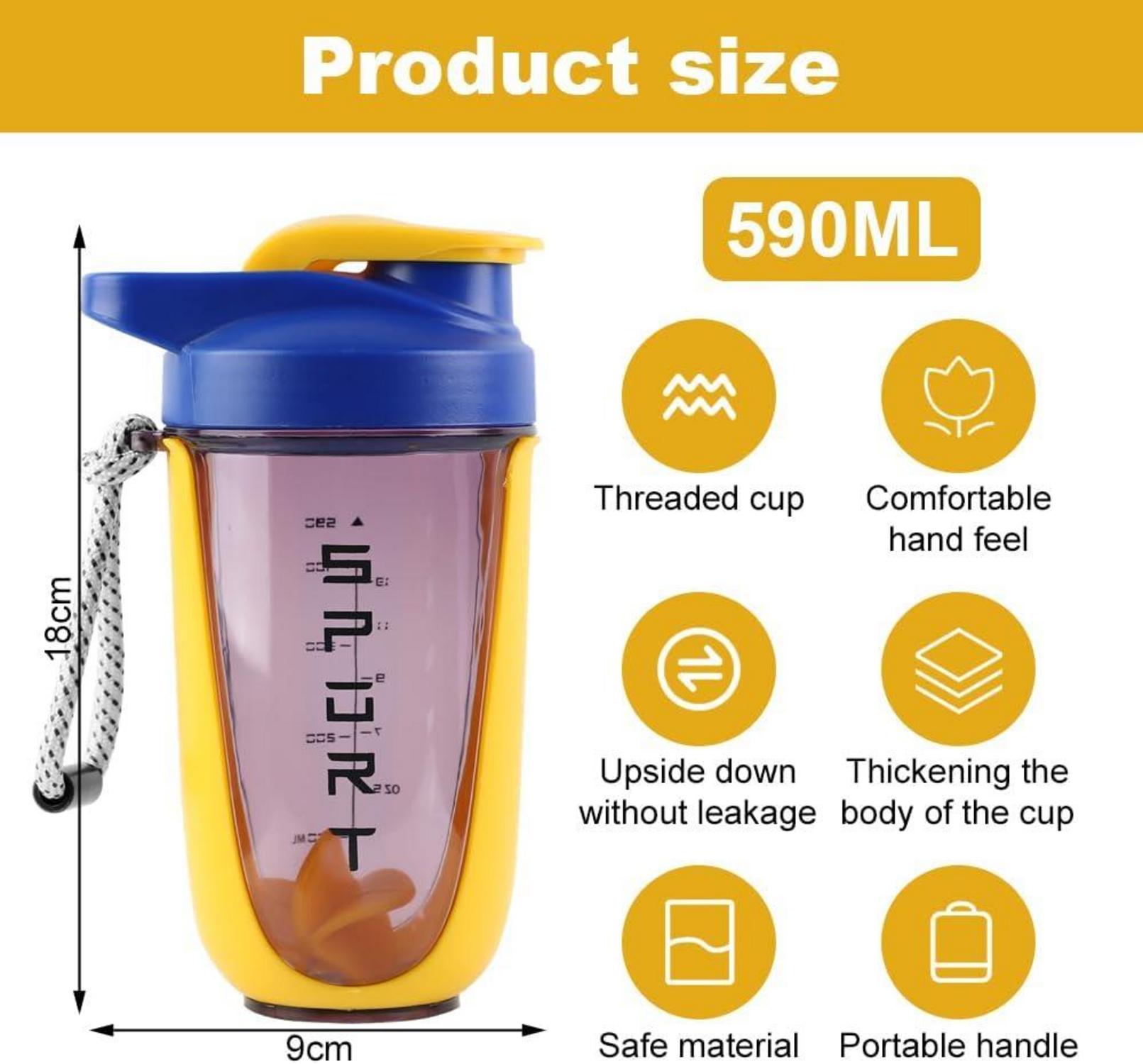 600ml Protein Shaker mit Kugel und Skala, Auslaufsicher