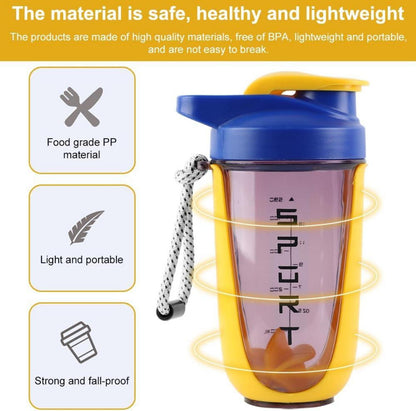 Protein Shaker 600ml mit Mixerkugel, Sieb, Mess-Skala & Auslaufsicher