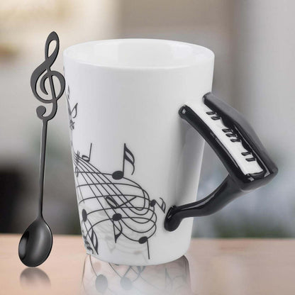 Musik Kaffeebecher mit Löffel – 250ml Porzellan Tasse