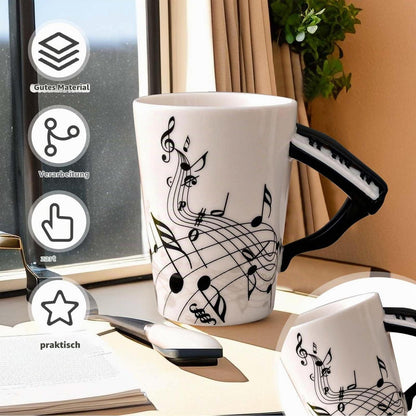 Musik Kaffeebecher mit Löffel – 250ml Porzellan Tasse