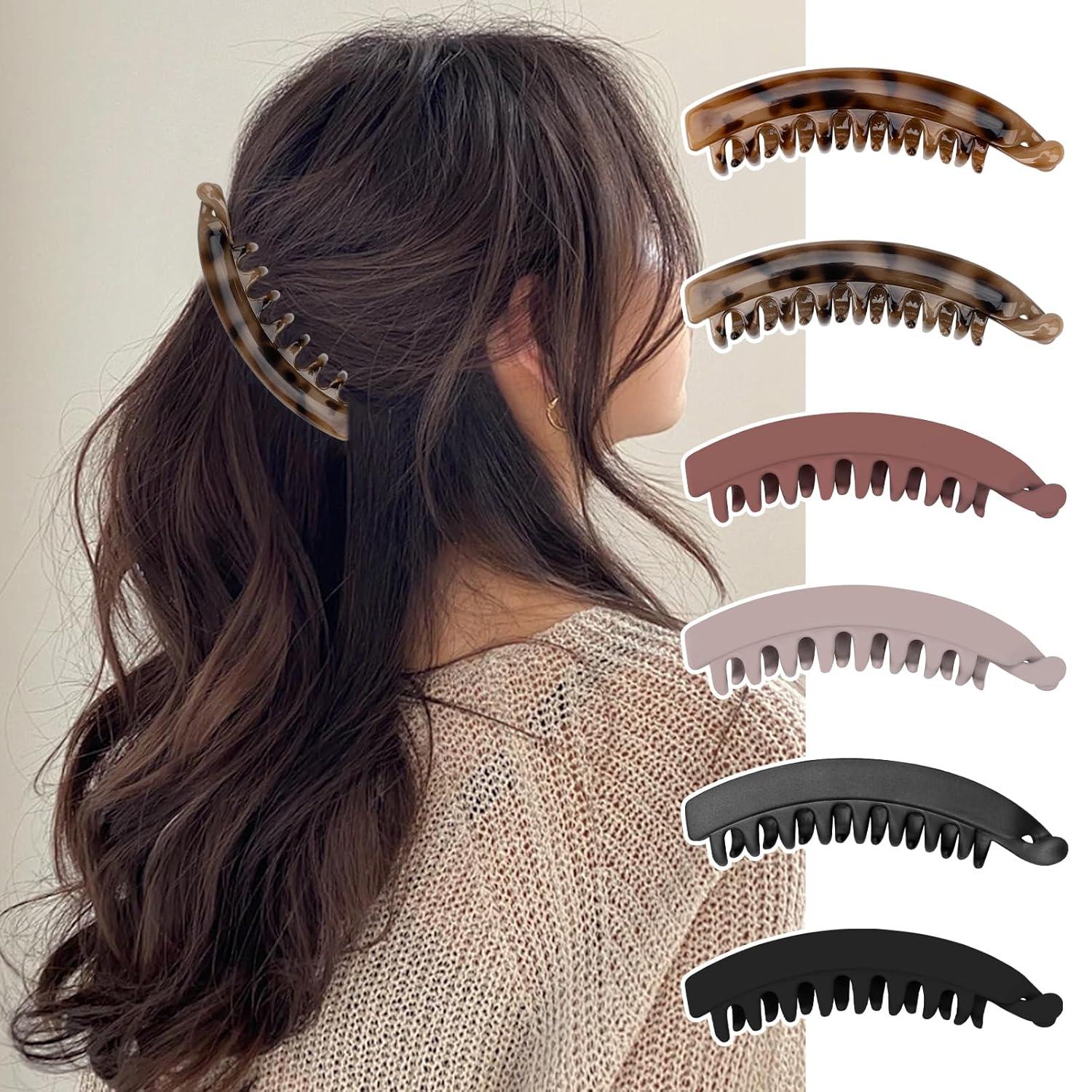 6er Set Große Bananen Haarspangen Leopard Haarclips für Damen