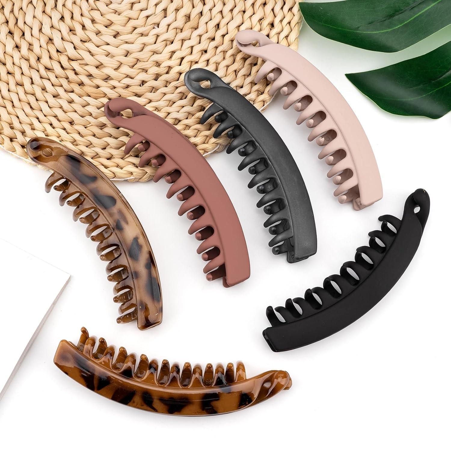 6er Set Große Bananen Haarspangen Leopard Haarclips für Damen
