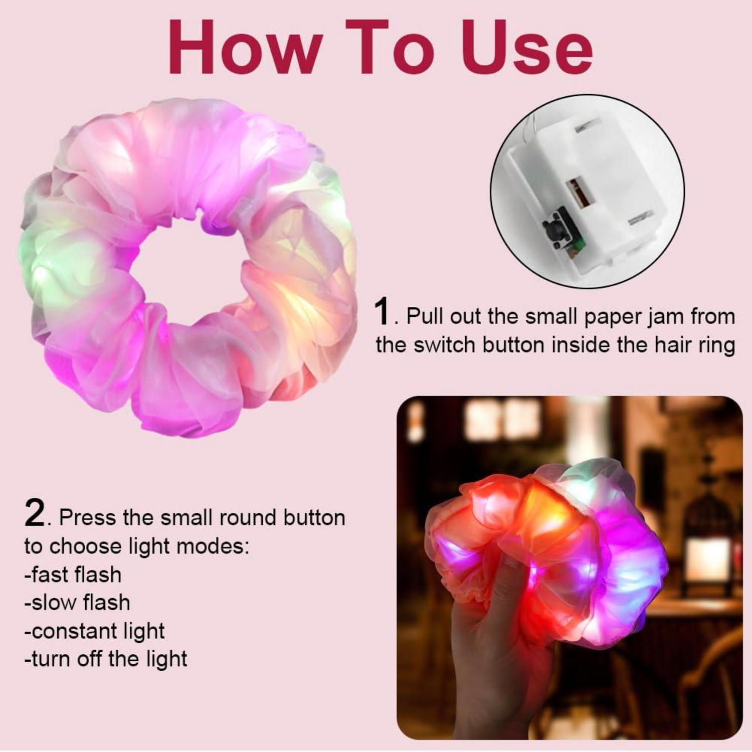 Leuchtende Haargummis 6er-Pack LED-Stirnbänder Neon Karneval