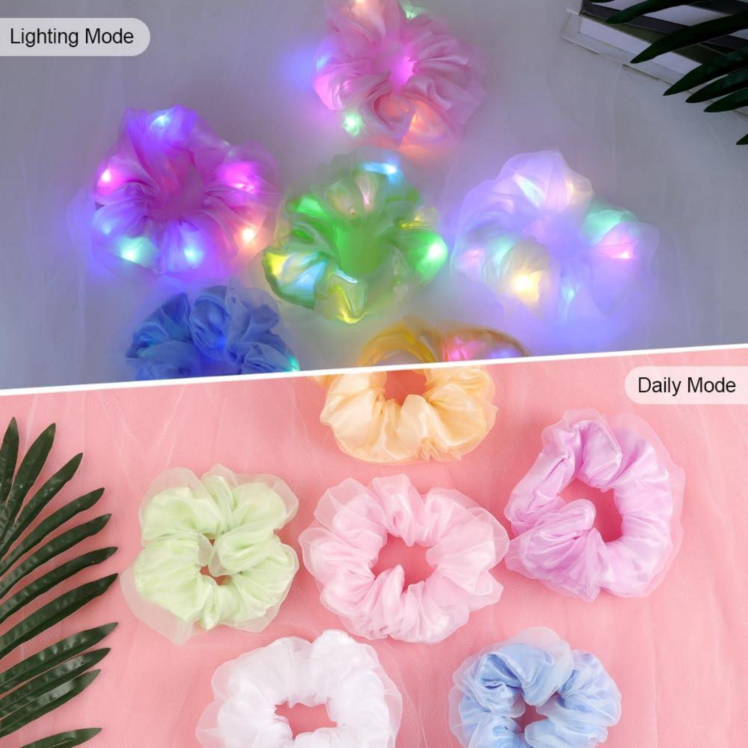 URAQT Leuchtende Haargummis 6er-Pack LED-Stirnbänder Neon Haargummi