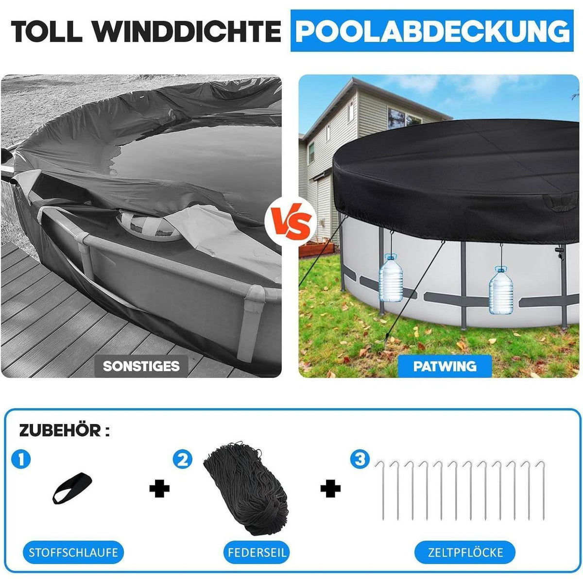 Runde Poolabdeckung Ø 370 cm – Wetterfest & UV-Resistent