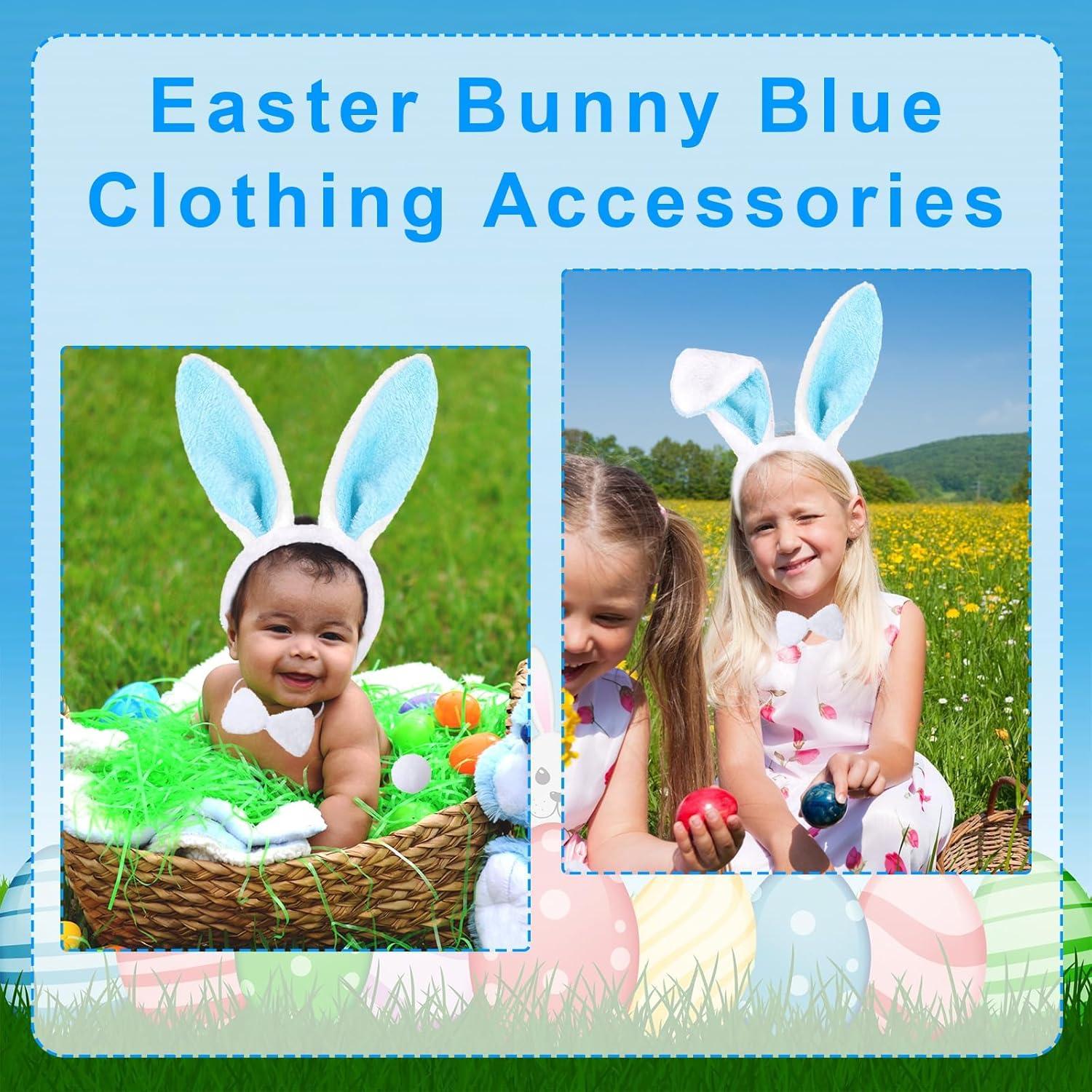 3er Set Hasenohren Haarreif, niedliche Hase Ohren Stirnband - Blau