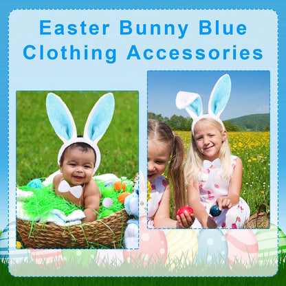 3er Set Hasenohren Haarreif, niedliche Hase Ohren Stirnband - Blau