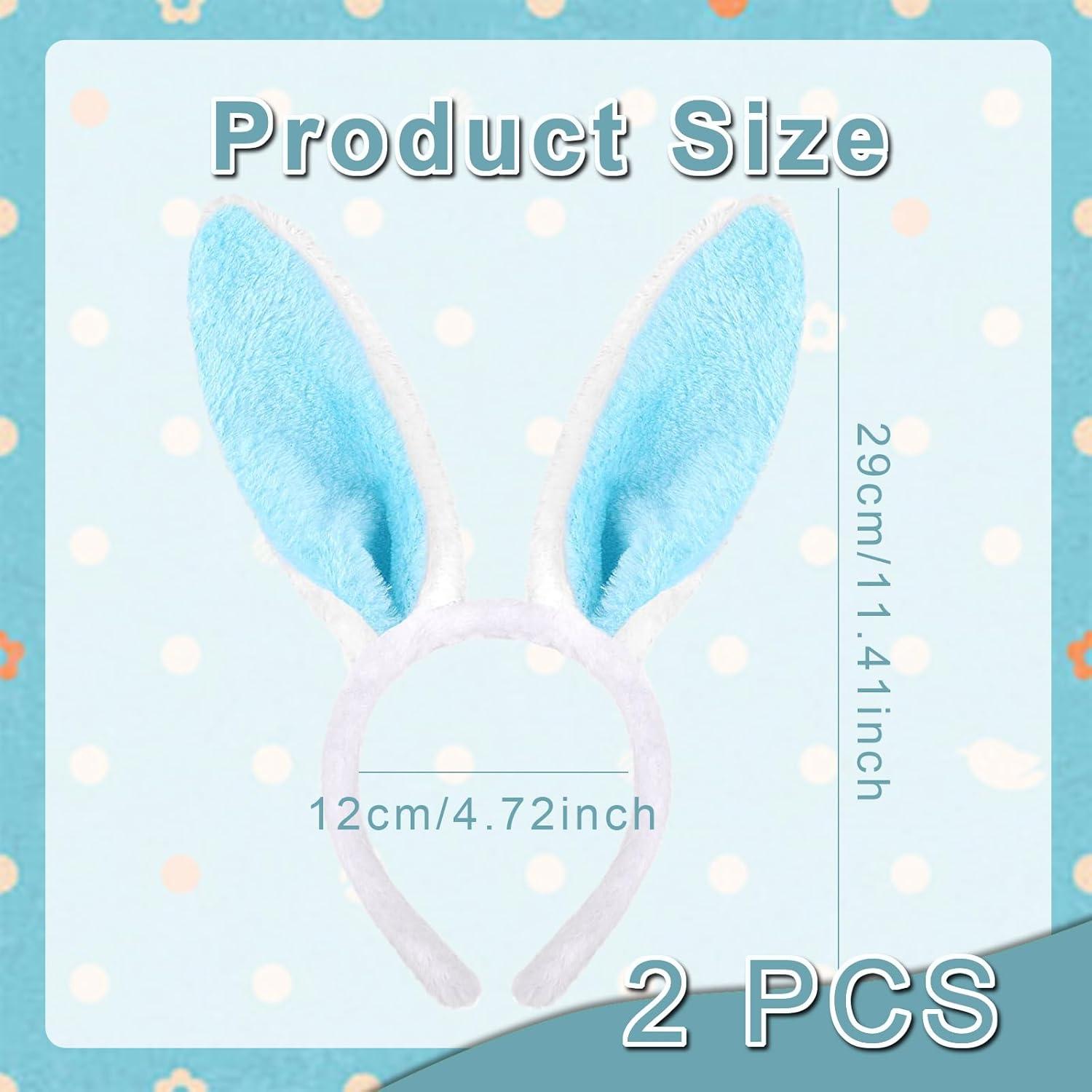 2er Set Plüsch Hasenohren Stirnband Ostern Party Kostüm Blau