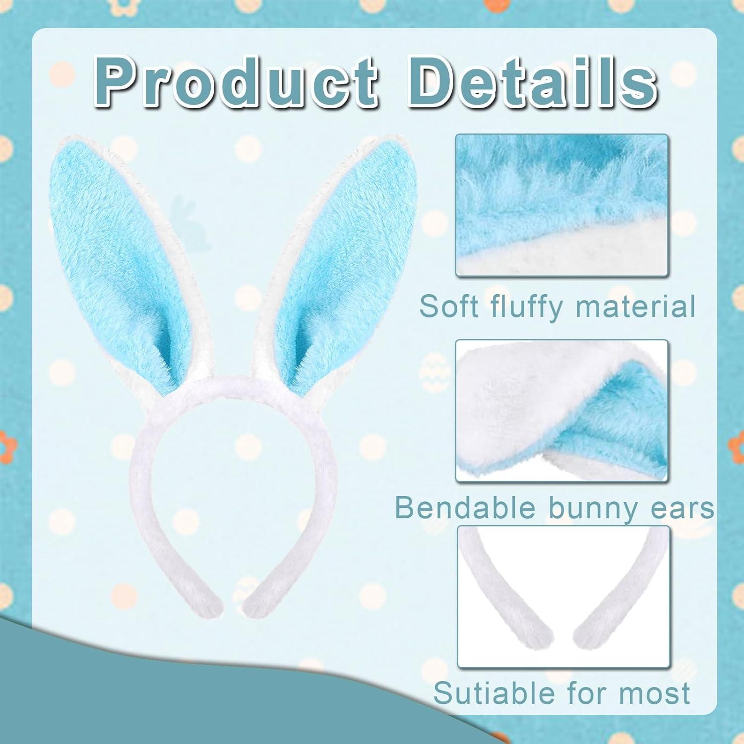 2er Set Plüsch Hasenohren Stirnband Ostern Party Zubehör Blau