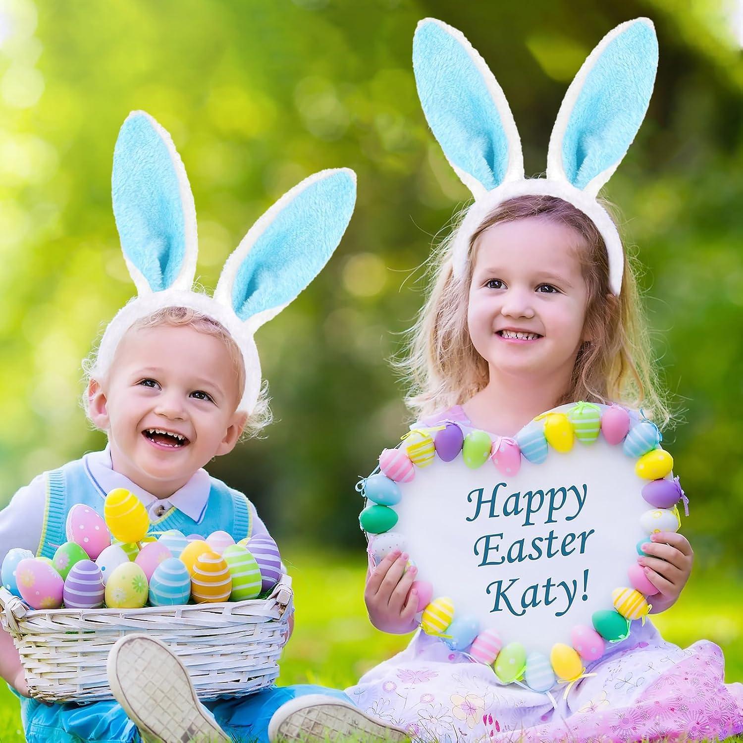 2er Set Niedliche Plüsch Hasenohren Haarreif Blau, Ostern, Party, Kostüm, Zubehör