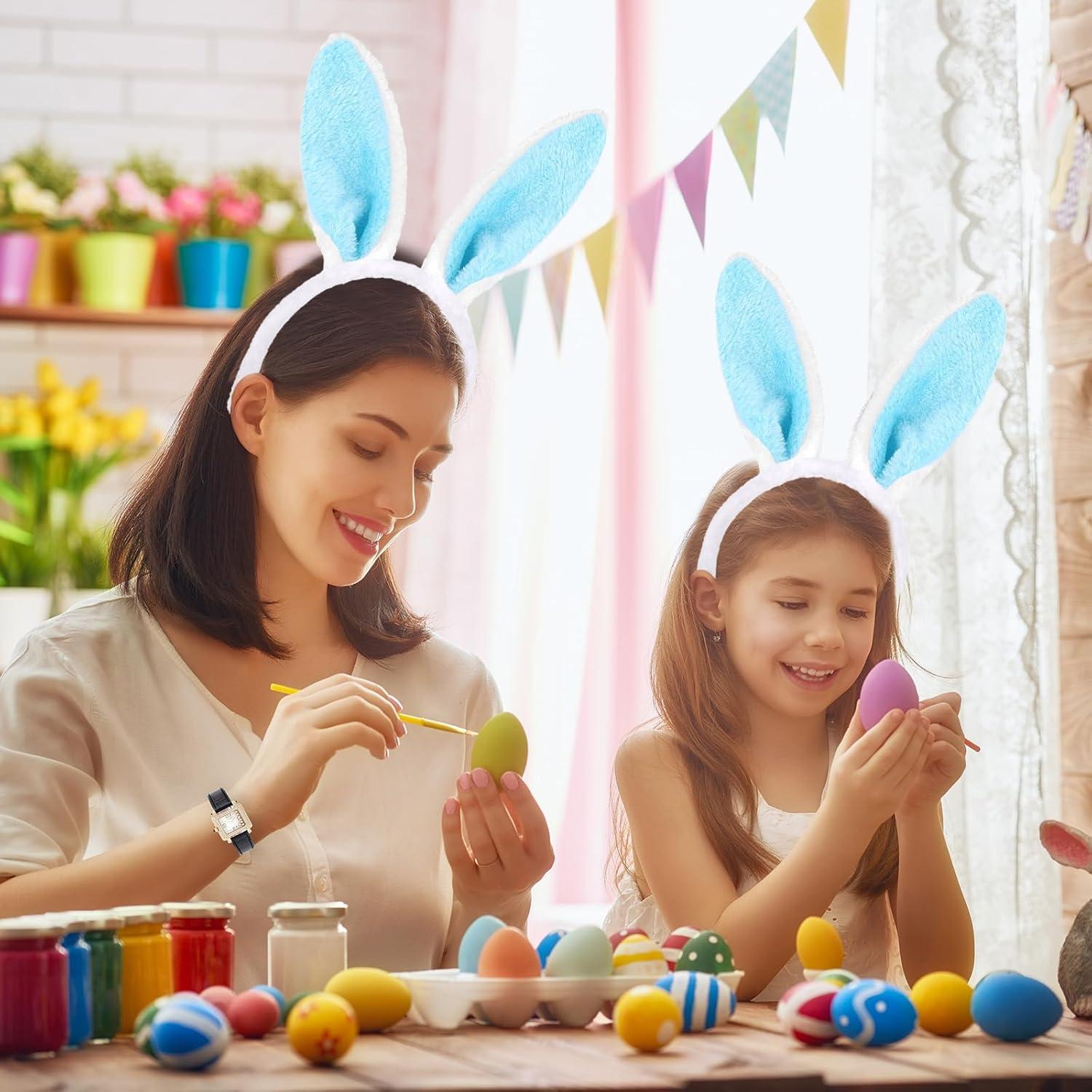 2er Set Plüsch Hasenohren Haarreif Ostern Party Blau