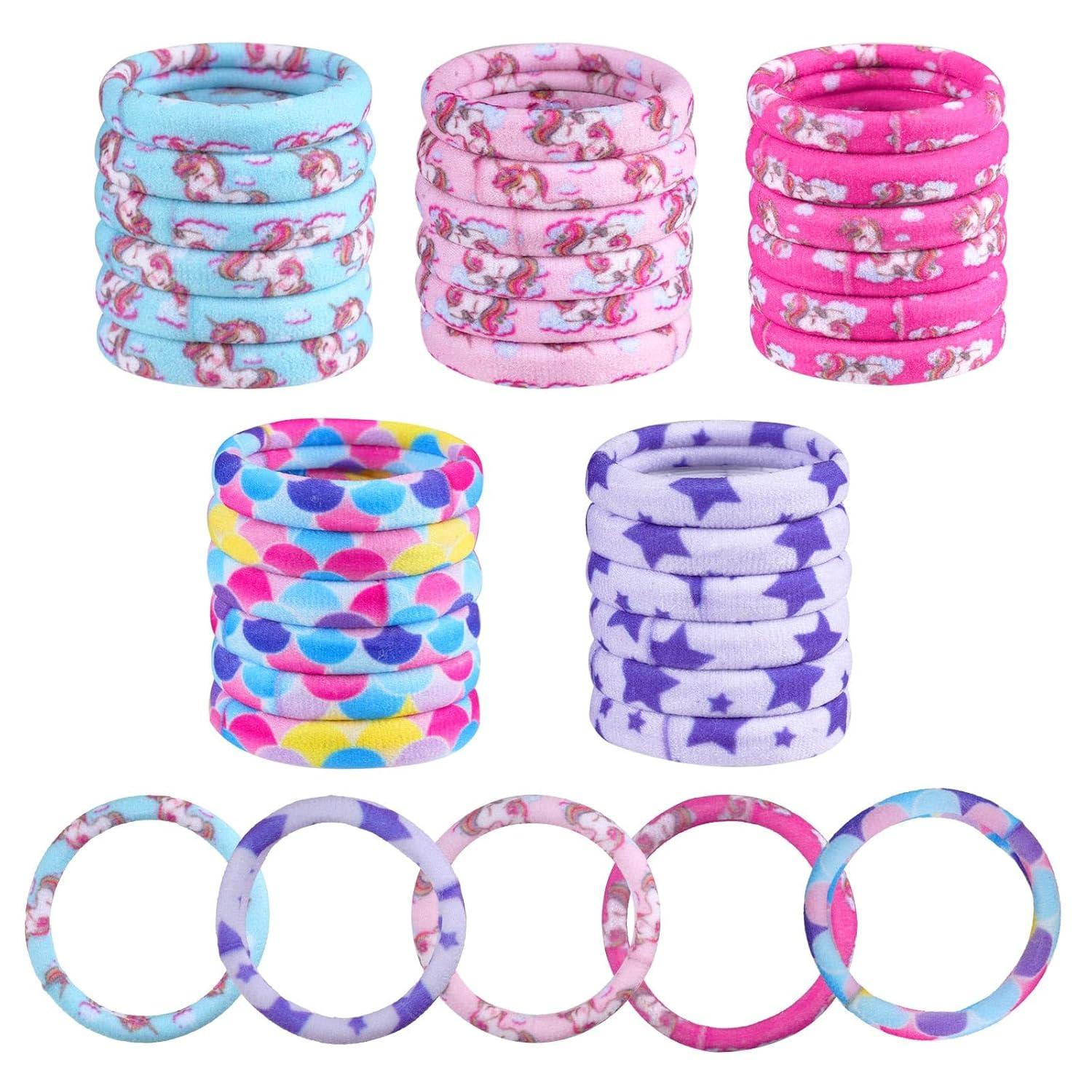 30 Stück Bunte Haargummis Mädchen Damen Nylon Elastisch Zopfgummis
