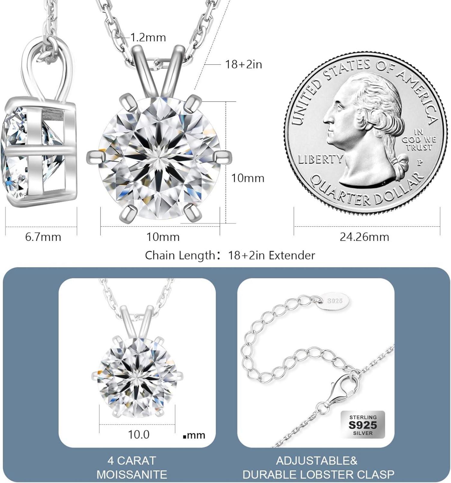 KRKC&CO Moissanite Kette Damen 925 Silber Anhänger Halskette 4 CT VVS1 Diamant