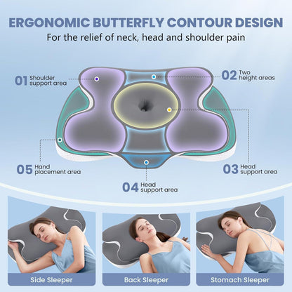 Memory Foam Nackenkissen Ergonomisches Kopfkissen Seiten- Rücken- Bauchschläfer