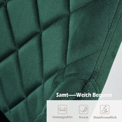 Samt Esszimmerstuhl mit Armlehnen, Grün