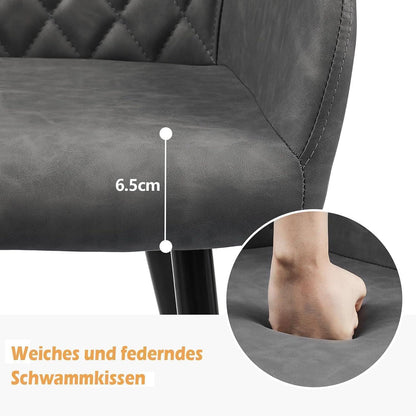 Moderner Esszimmerstuhl mit Armlehnen, Hellgrau in Lederoptik