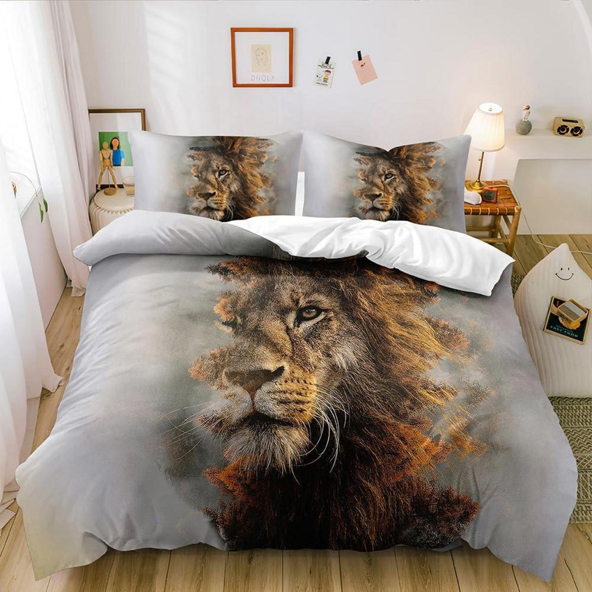 3D Löwen Bettwäsche Set 135x200cm - Mikrofaser Bettbezug