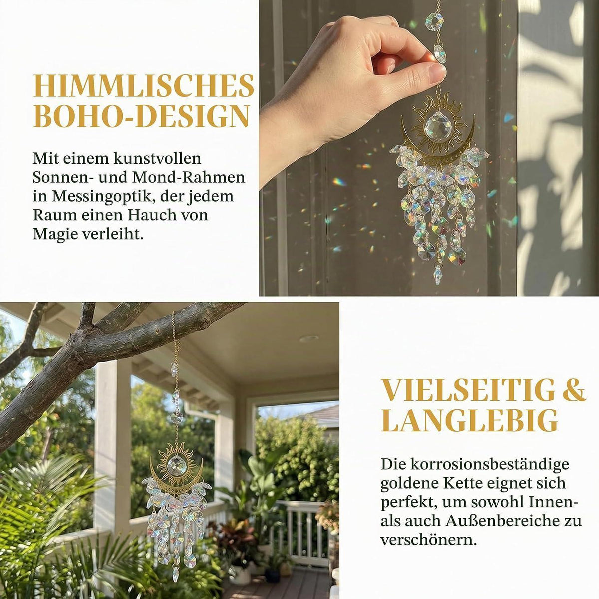 Kristall Sonnenfänger Anhänger Regenbogen – Dekoration für Fenster & Garten