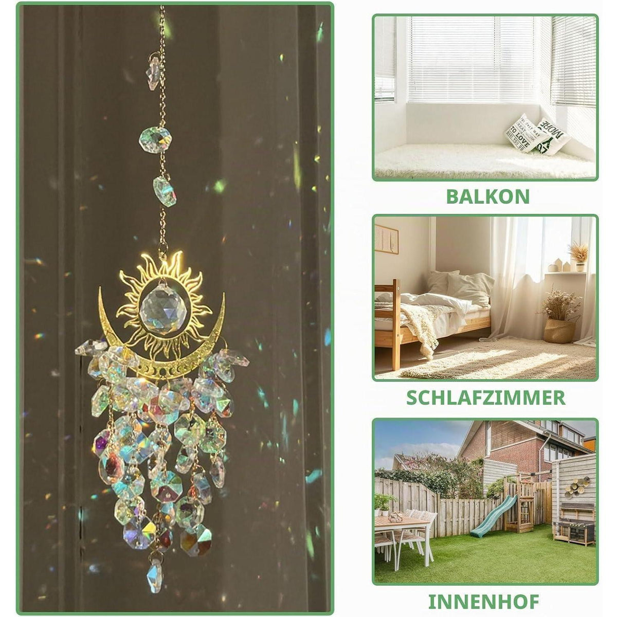 Kristall Sonnenfänger Anhänger Regenbogen – Dekoration für Fenster & Garten