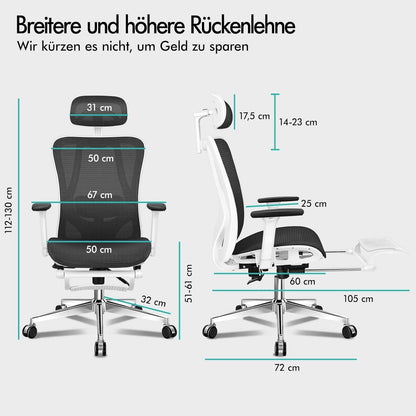 ALFORDSON Ergonomischer Bürostuhl mit 3D-Verstellbarer