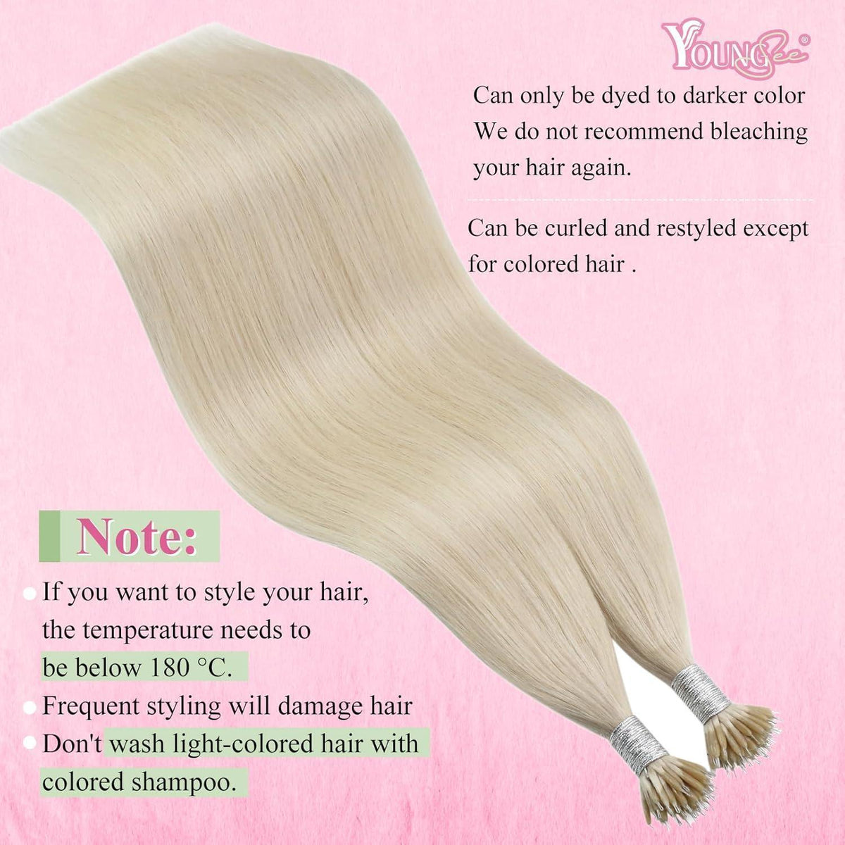 Echthaar Nano Ring Extensions Blond 45cm – Platinblond Haarverlängerung