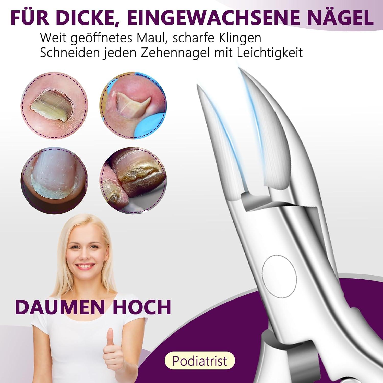 Professionelle Nagelschere für dicke Zehennägel, scharfe Edelstahl Nagelzange