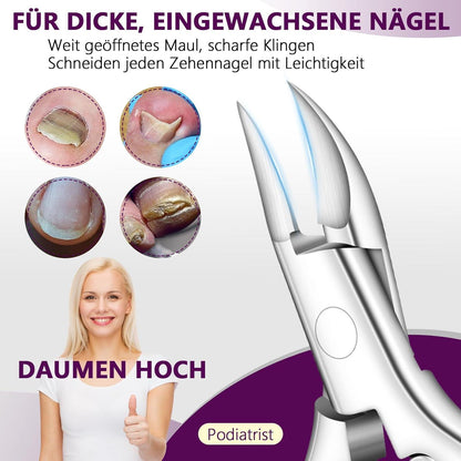 Professionelle Nagelschere für dicke Zehennägel, scharfe Edelstahl Nagelzange