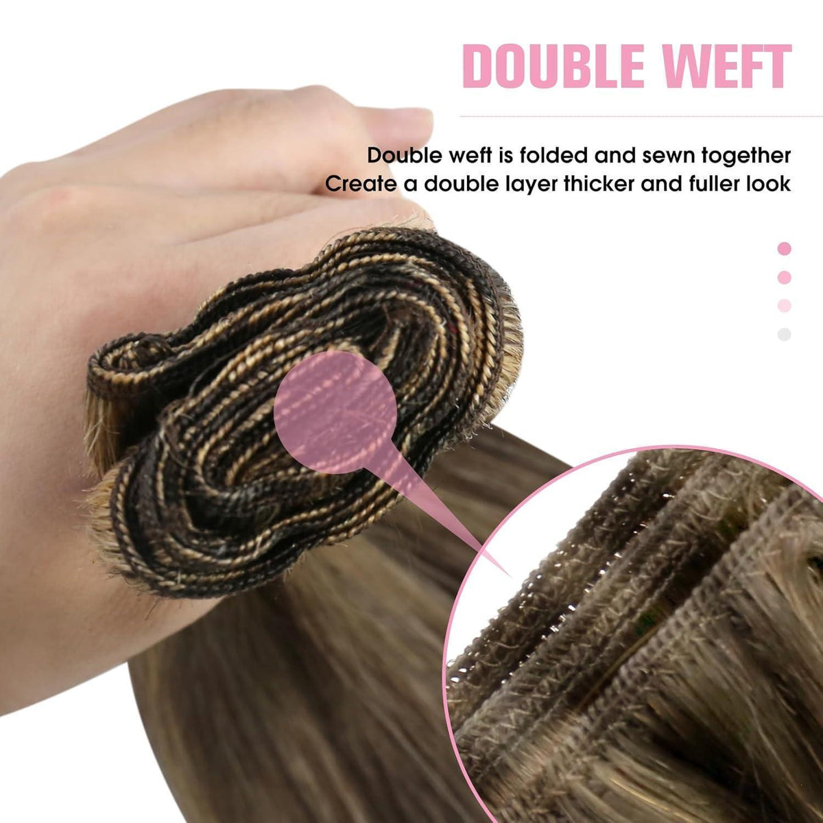 Echthaar Tressen Braun Blond 35cm – Doppelt Weft, #P4/27