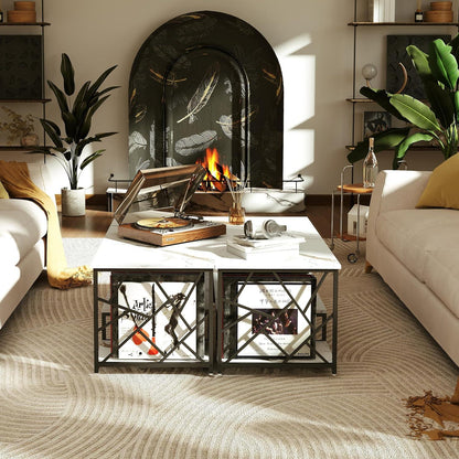 Couchtisch Weiß Modern Marmor Rechteckig Stauraum Groß OTTO