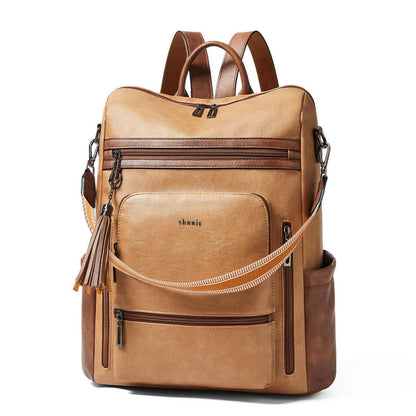 Rucksack Damen Laptopfach 15,6 Zoll Wasserdicht Business in Lederoptik