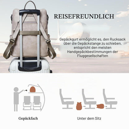 Rucksack Damen Laptopfach 15,6 Zoll Wasserdicht Business in Lederoptik