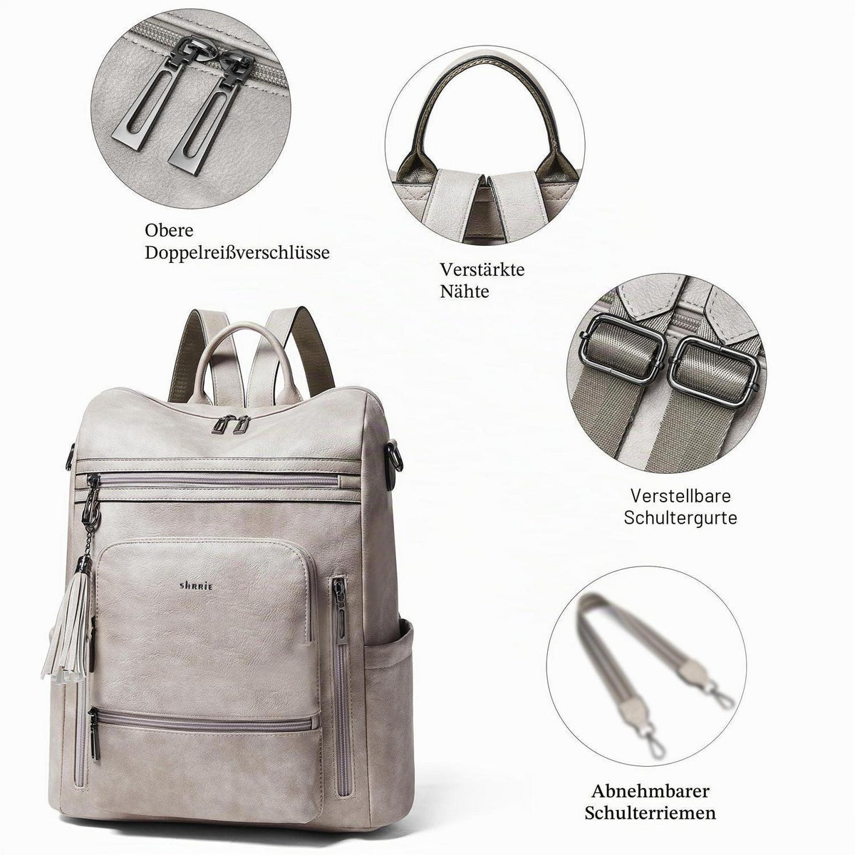 Rucksack Damen Laptopfach 15,6 Zoll Wasserdicht Business in Lederoptik