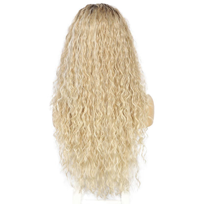 Lockige Blond Lace Front Perücke – Synthetisch & Hitzebeständig 26 Zoll