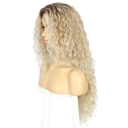 Lockige Blond Lace Front Perücke – Synthetisch & Hitzebeständig 26 Zoll