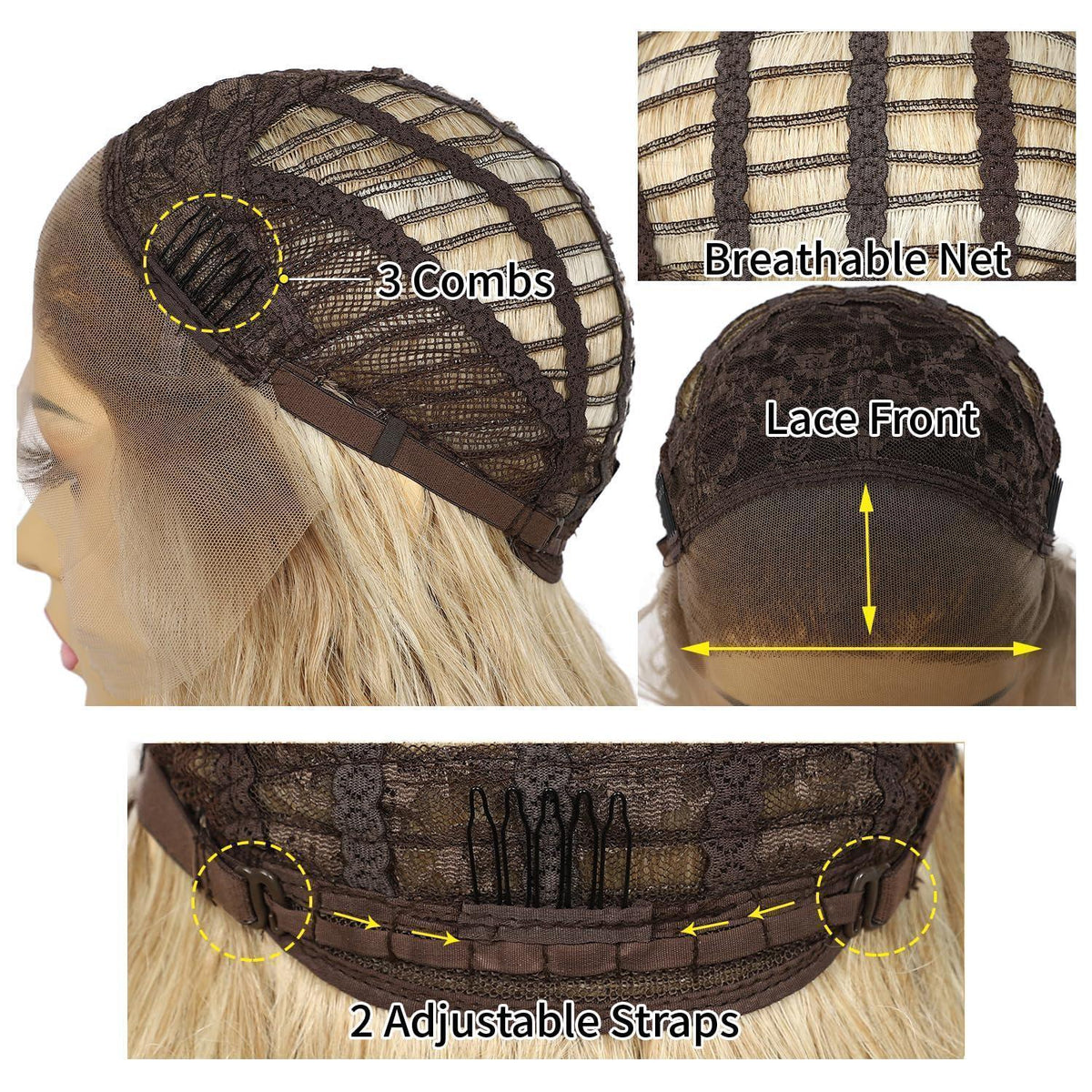 Lockige Blond Lace Front Perücke – Synthetisch & Hitzebeständig 26 Zoll