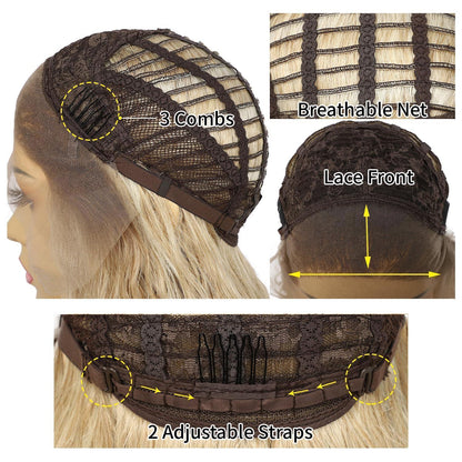 Lockige Blond Lace Front Perücke – Synthetisch & Hitzebeständig 26 Zoll