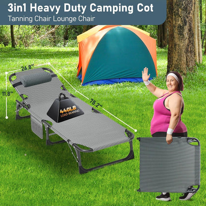 Klappbare Gartenliege mit Matratze und Kopfstütze, bis 200kg