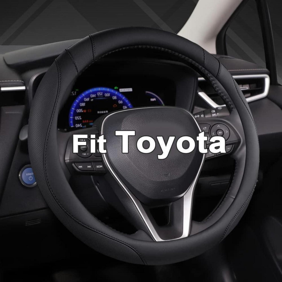 Lenkradbezug rund für Toyota – Schwarz in Lederoptik
