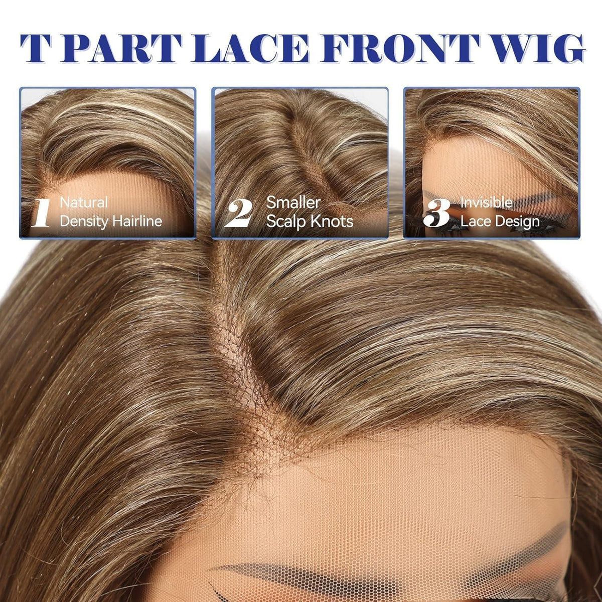 Braune Bob-Perücke mit Lace Front – 25 cm, T-Teil