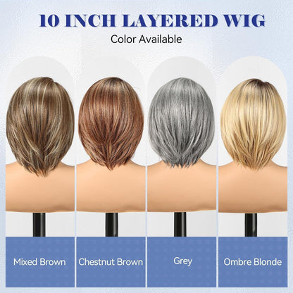 Braune Bob-Perücke mit Lace Front – 25 cm, T-Teil