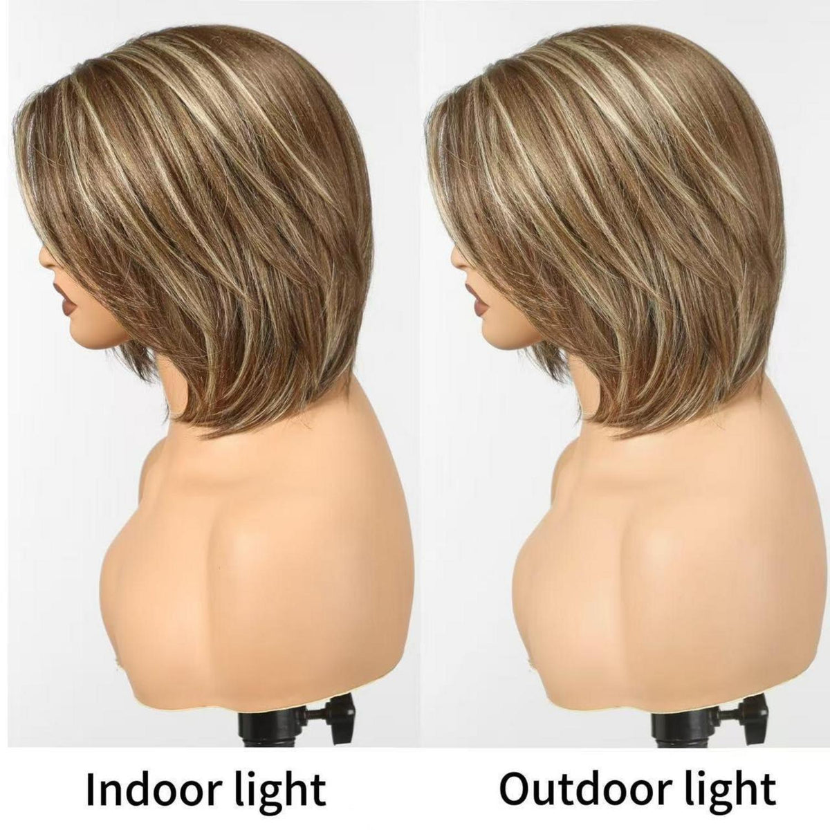 Braune Bob-Perücke mit Lace Front – 25 cm, T-Teil