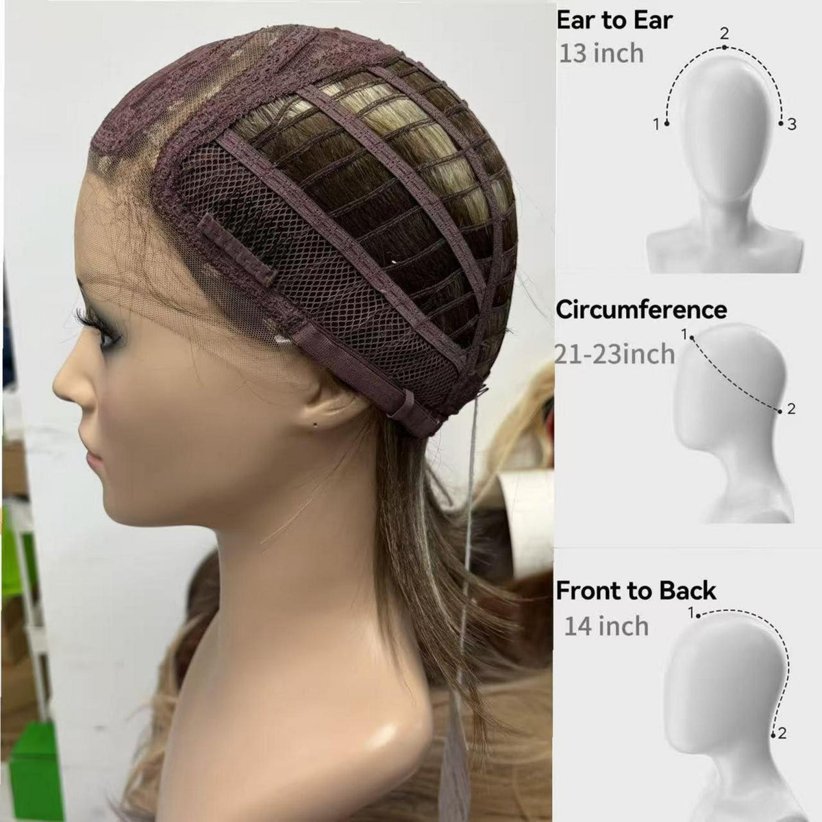 Braune Bob-Perücke mit Lace Front – 25 cm, T-Teil
