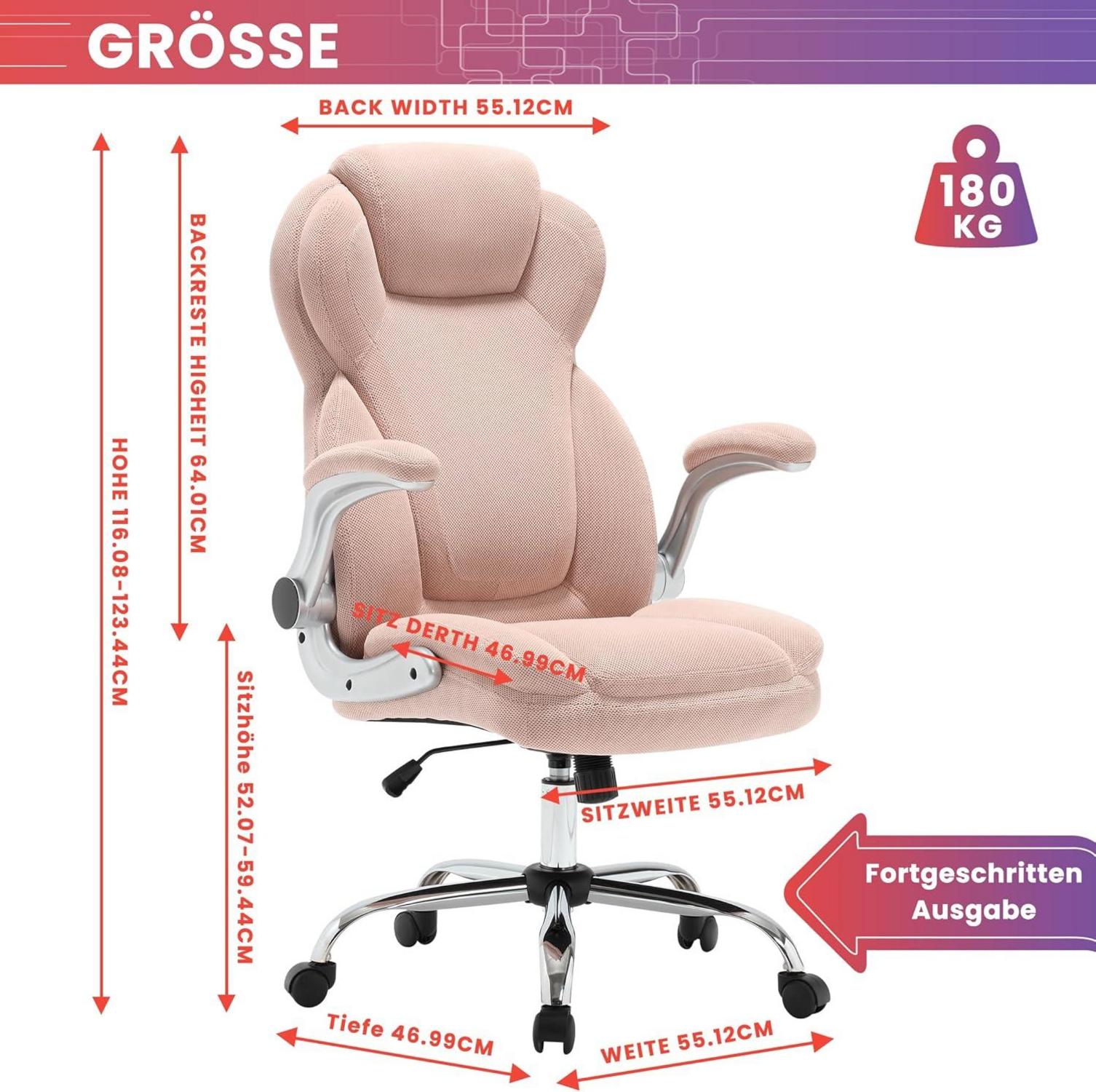 Ergonomischer Schreibtischstuhl 180KG Belastbarkeit mit hoher