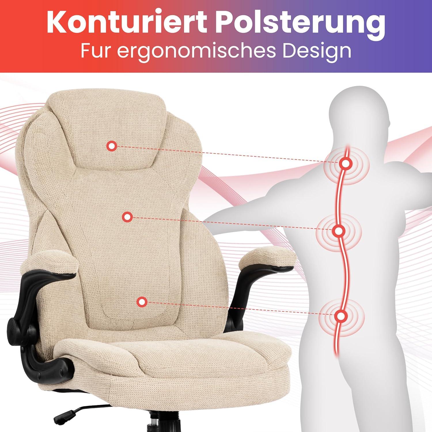 Bürostuhl Fantasylab Leinen 180KG belastbar hohe Rückenlehne extra breiter Sitz
