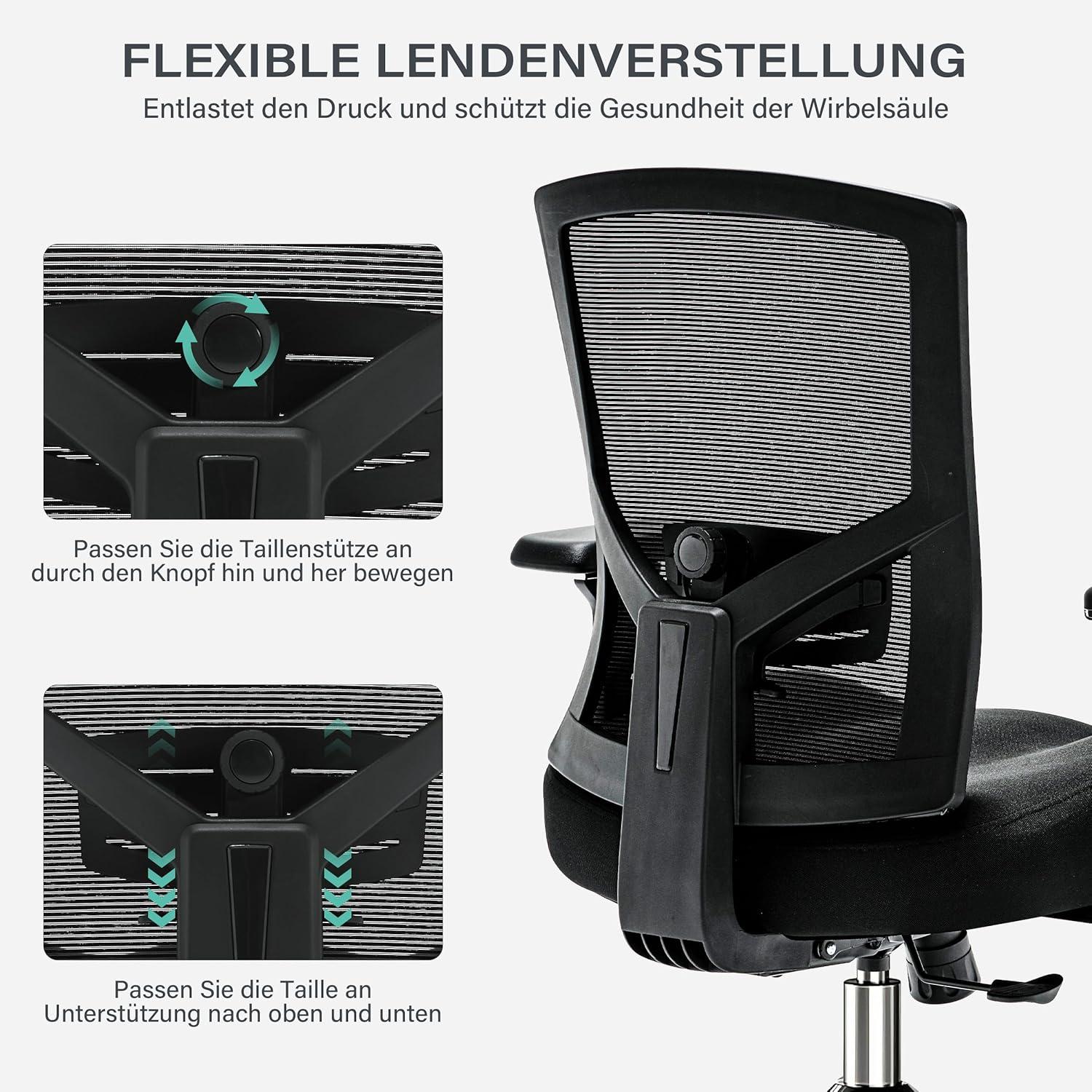 Blue Whale Bürostuhl ergonomisch hoch 200KG Mesh 4D Armlehnen