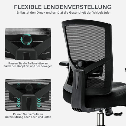 Blue Whale Bürostuhl ergonomisch hoch 200KG Mesh 4D Armlehnen