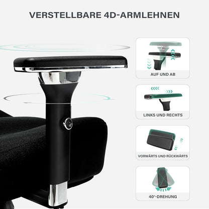 Blue Whale Bürostuhl ergonomisch hoch 200KG Mesh 4D Armlehnen