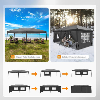 Faltpavillon 3x6m – Wasserdicht, Höhenverstellbar mit Zubehör